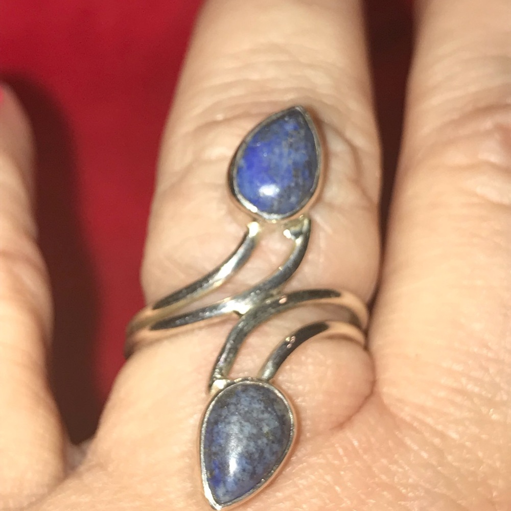 Two Stone Lapis and Sterling Silver Ring